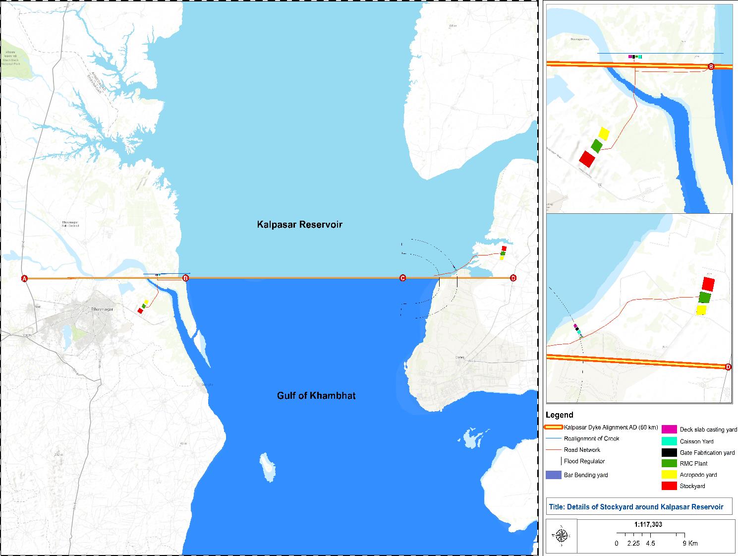 Layout of Construction Yards for Kalpasar Project